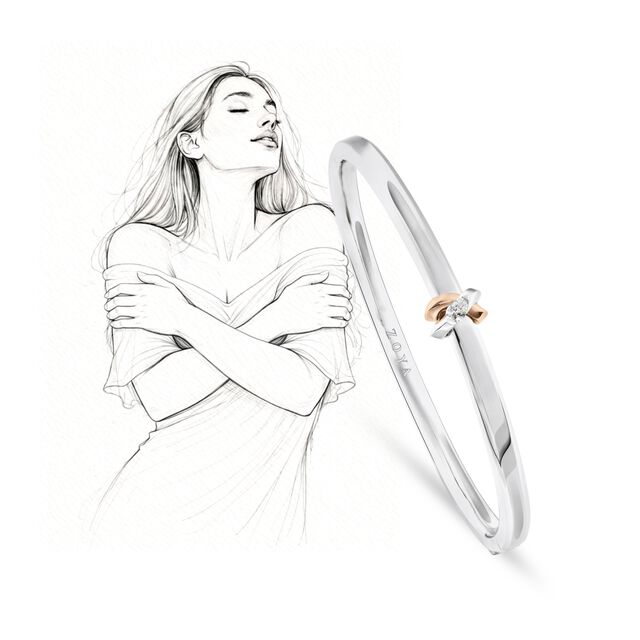 My Embrace Platinum Bangle Mini, 1 Diamond​,,hi-res image number null