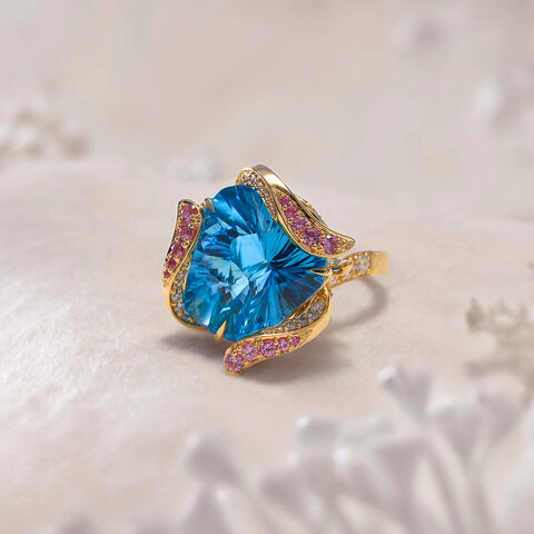 Wildflower Heart - Swiss Blue Ring