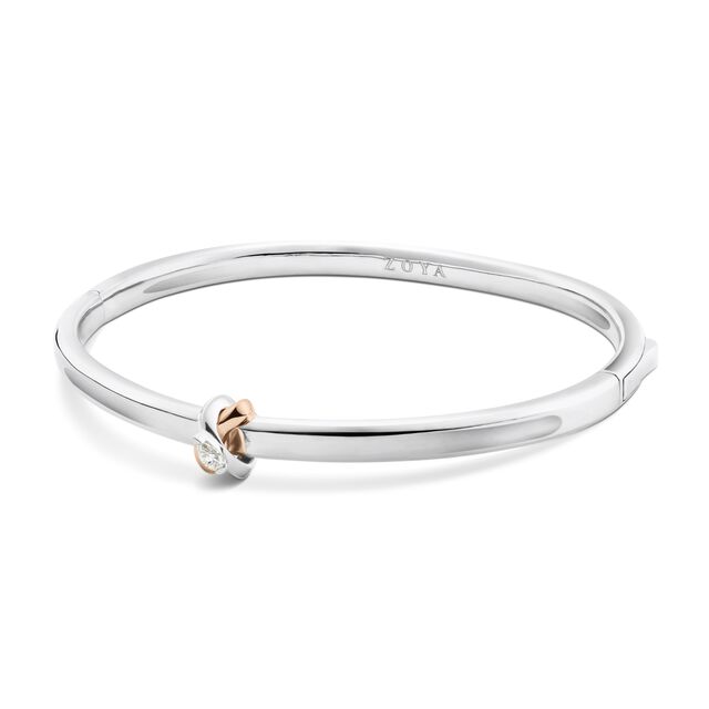 My Embrace Platinum Bangle Mini, 1 Diamond​,,hi-res image number null