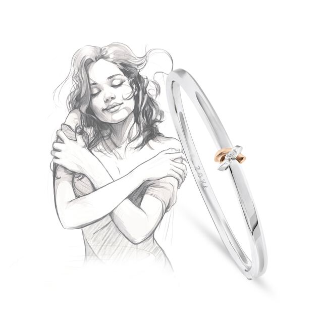My Embrace Platinum Bangle Mini, 1 Diamond​,,hi-res image number null