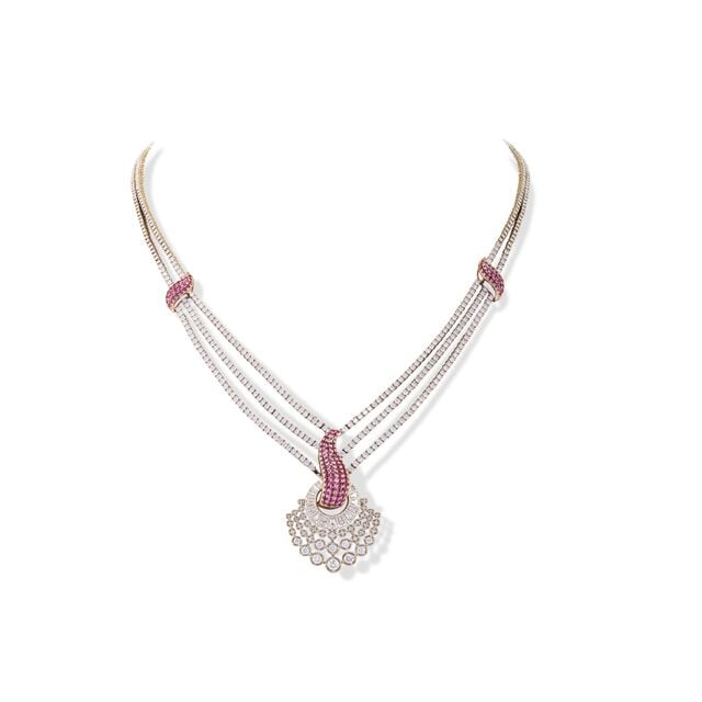 Tulip Ruby And Diamond Necklace,,hi-res image number null
