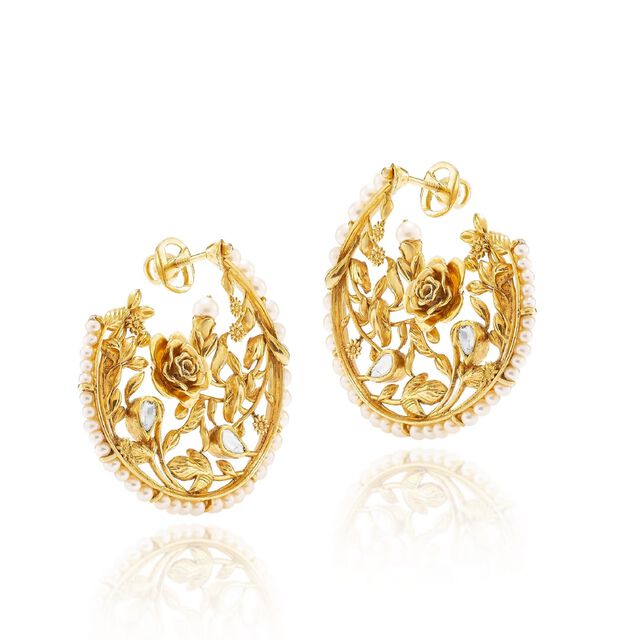 Crescent Rose Earrings,,hi-res image number null